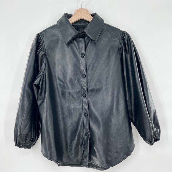 MAISON Cinqcent faux leather long sleeves top - Picture 1 of 4